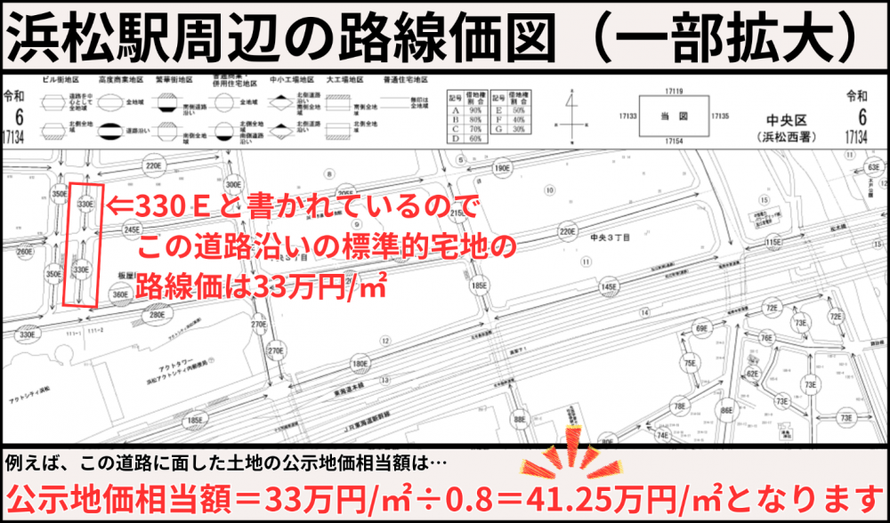浜松駅周辺の路線価図